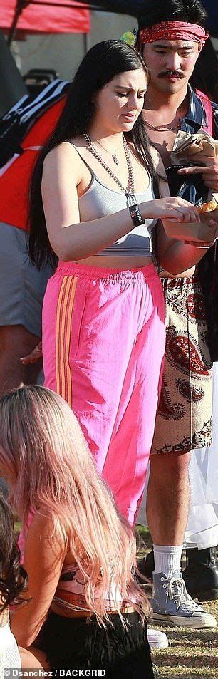 Ariel Winter Wears Crop Top And Pink Tracksuit Bottoms At Coachella