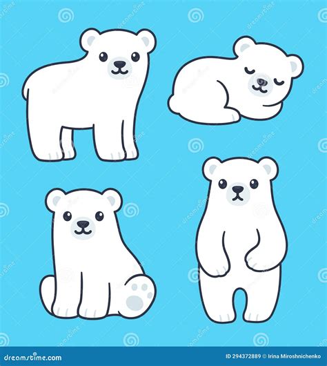 Cute Cartoon Polar Bear Cubs Drawing | CartoonDealer.com #294372889