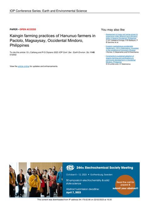 (PDF) Kaingin farming practices of Hanunuo farmers in Paclolo, Magsaysay, Occidental Mindoro ...