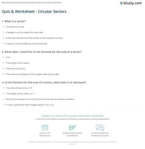 Area Of Circles And Sectors Worksheet Pdf