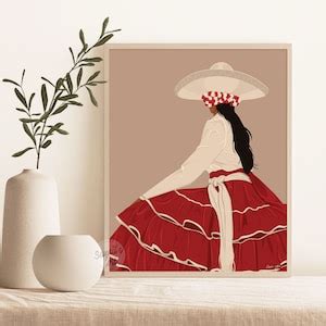 Mexican Woman Art, Mexico Wall Art Print, Hispanic Art, Folklore Art ...