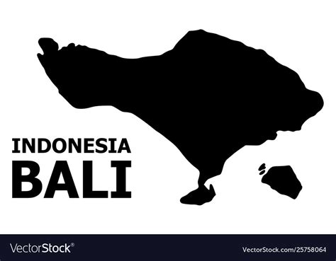 Flat Map Bali Island With Name Royalty Free Vector Image