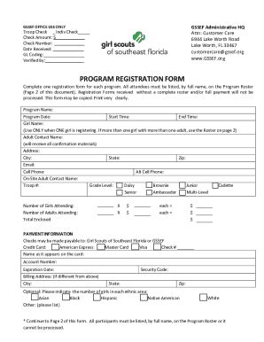 Fillable Online Program Registration Form Girl Scouts Fax Email Print