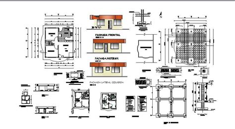 Plan Of House 7 00mtr X 7 40mtr With Section And Elevation In Dwg File