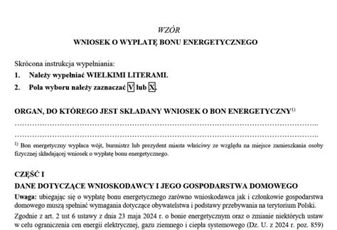 Wzór wniosku o bon energetyczny w 2024 r druk urzędowy do wydruku