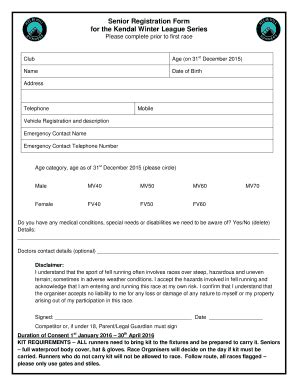 Fillable Online Helmhill Co Senior Registration Form For The Kendal