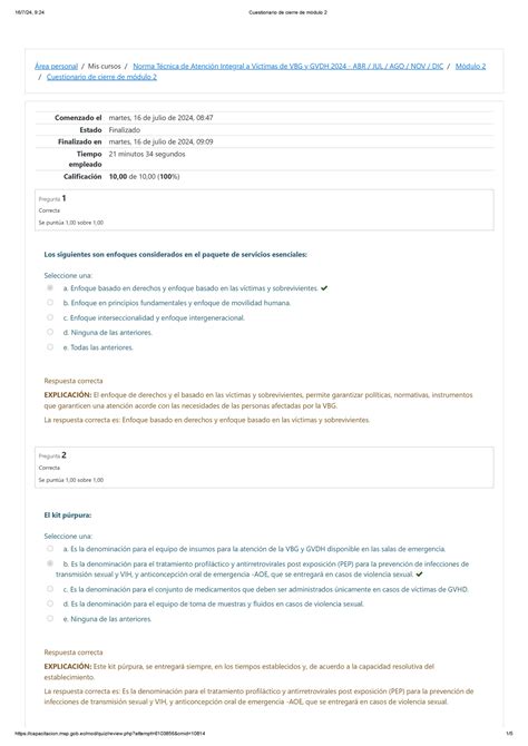 Cuestionario De Cierre De M Dulo Enfoque Basado En Derechos Y