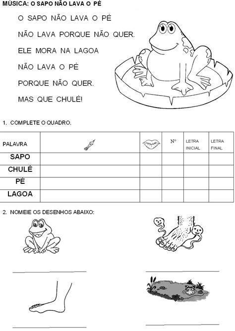 Aprendendo Fácil O SAPO NÃO LAVA O PÉ Atividades 1