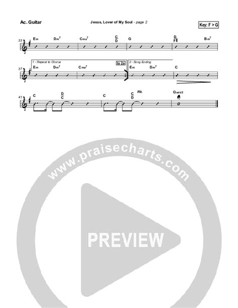 Jesus Lover Of My Soul Acoustic Guitar Sheet Music Pdf Hillsong Worship Praisecharts