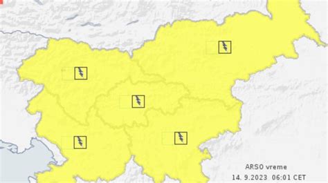 Arso izdal rumeno opozorilo za vso državo Slovenijo je dosegla