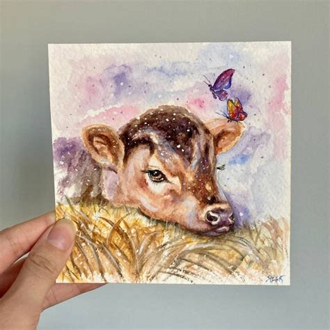 Small Cow Painting - Etsy