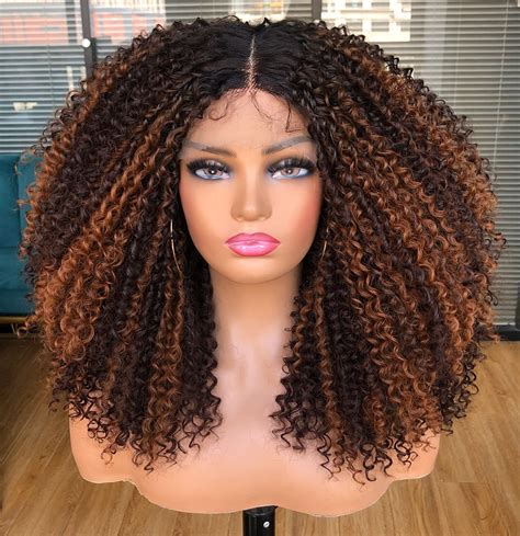 Annivia Highlight Ombre Curly Lace Front Wigs For Black Women Brown Long Curly Lace