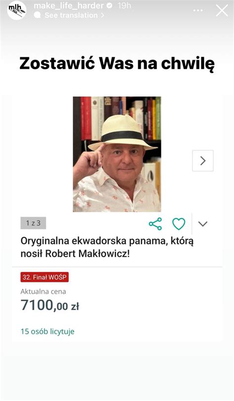 Niebotyczna cena Kapelusz Makłowicza hitem WOŚP WP Teleshow