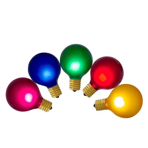 10 Count Multi Color Satin G50 Globe Christmas Replacement Bulbs