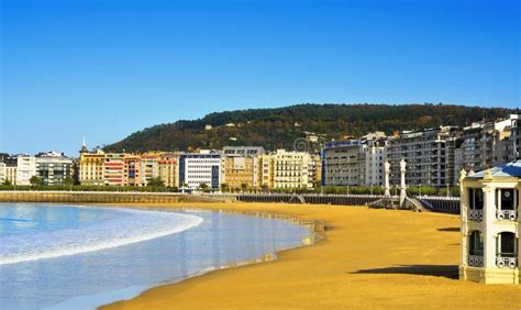 La Concha Beach in San Sebastian, Spain Stock Image - Image of famous ...