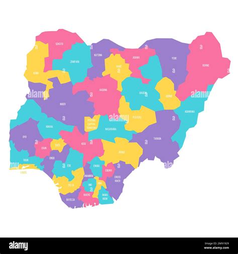 Nigeria Political Map Of Administrative Divisions States And Federal