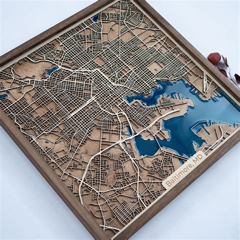 Baltimore Map Wood And Epoxy Etsy In 2024 Baltimore Map Wooden Map