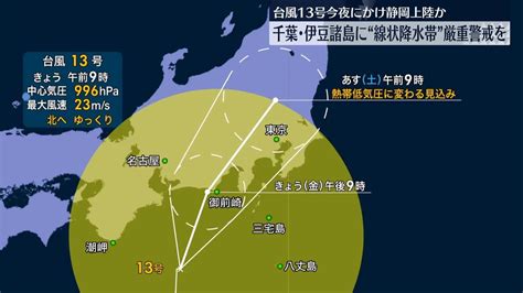 台風13号 今夜にかけ静岡上陸か 千葉・伊豆諸島に「線状降水帯」厳重警戒を（2023年9月8日掲載）｜日テレnews Nnn