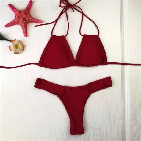 Burgundy Prints Bikini Sexy Padded Bikini Sets Push Up Swimwear Micro