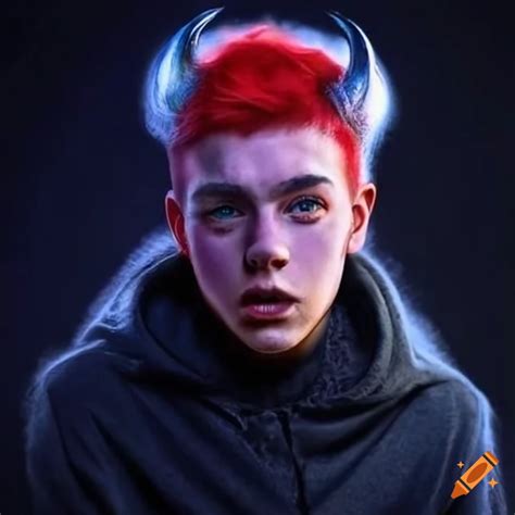 Character Illustration Of A Red Haired Male Student With Horns On Craiyon