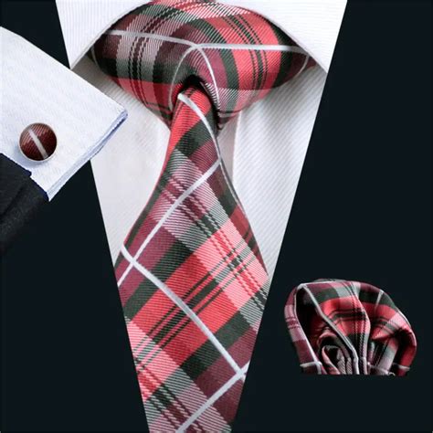 Aliexpress Buy FA 376 Gents Necktie Red Plaid 100 Silk Jacquard