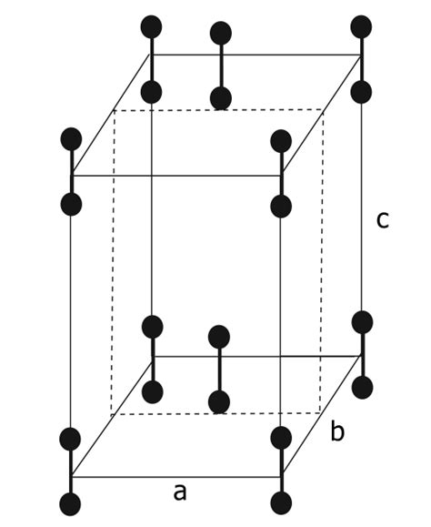 4: Tetragonal unit cell of hard dumbbell particle crystal with an ...