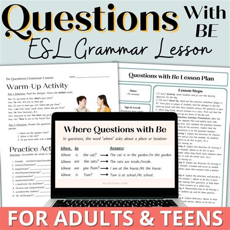 Adult Esl English Grammar Lesson Questions With The Be Verb Made By