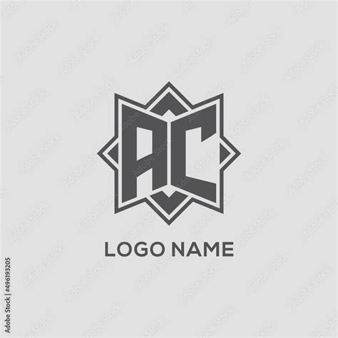 Monogram AC Logo With Eight Point Star Style Design Stock Vector