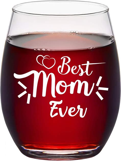 Mother S Day T Best Mom Ever Stemless Wine Glass Mom Wine Glass 15oz