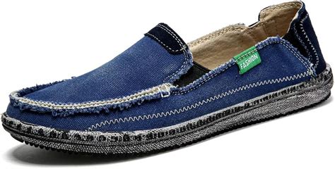 Mens Slip On Deck Shoes Loafers Canvas Boat Shoe Non Slip