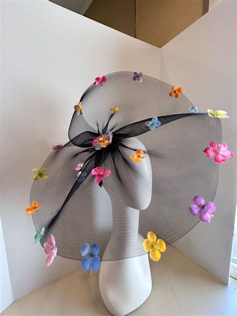 Black Fascinator Wedding Flower Headpiece Derby Tea Party Etsy In