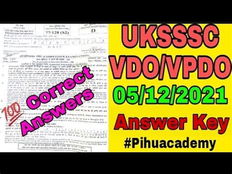 UKSSSC VDO VPDO Exam Answer Key 2021 5 Dec Vdo Anskey Ukssc Vdo