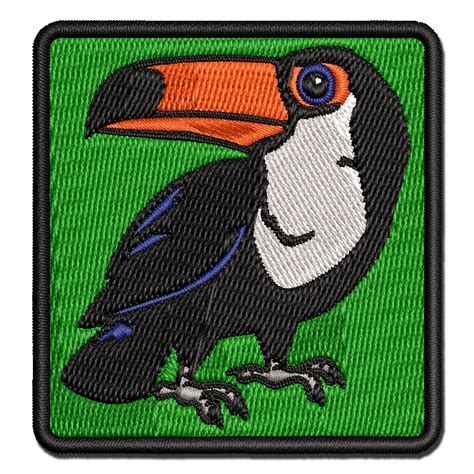 Curious Toco Toucan Bird Applique Multi Color Embroidered Iron On Patch