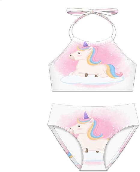 Girls Bikini Sets Fantastic Unicorn Beach Sport Halter Swimwear 2 Piece