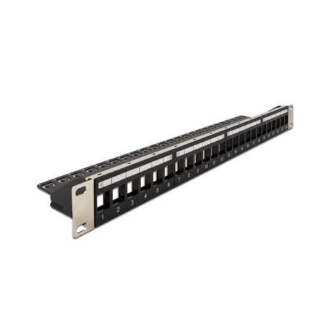 19 Keystone Patch Panel 24 Port With Relief Rail Black Delock