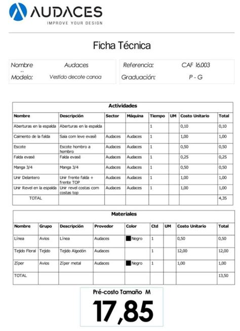 Ejemplo De Una Ficha Tecnica