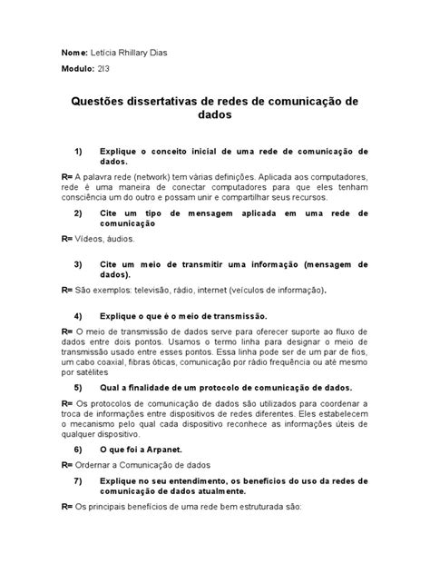 Explorando Conceitos Básicos De Redes De Comunicação De Dados Pdf