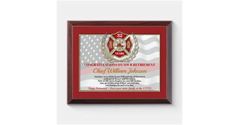 Firefighter Retirement Award Plaque Uk