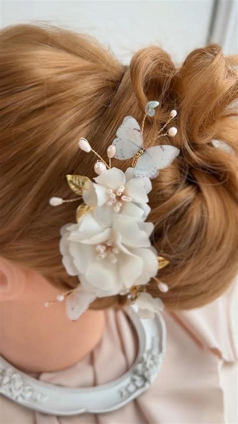 Flower Hair Pins With Butterflies Silk Jewelry Wedding Hair Accessories