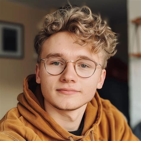 Premium Photo A Man With Curly Hair Wearing Glasses