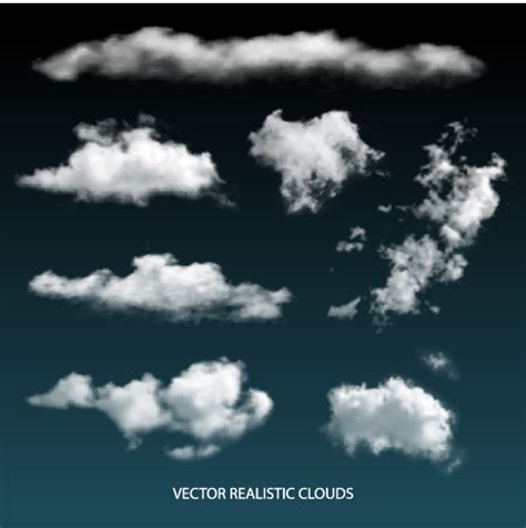 Realistic clouds vector illustration set 02 free download