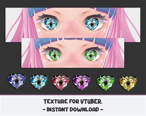 6x Eyes Heart Gems Texture Vroid Vtuber Pastel Streamer Cute Dreamy ...