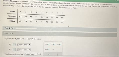 Solved Selected Golfers For Two Consecutive Days At The Chegg