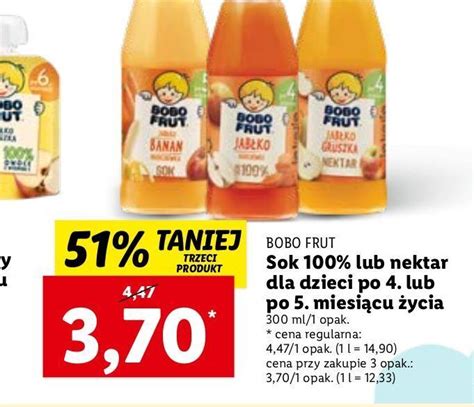 Promocja Sok jabłko i gruszka bobo frut w Lidl