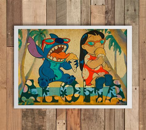 Lilo and Stitch Art wall art print home decor minimalist