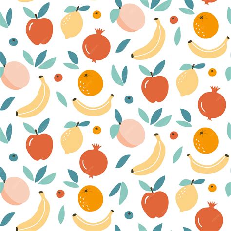 Premium Vector Cute Fruit Mix Seamless Pattern Background Design