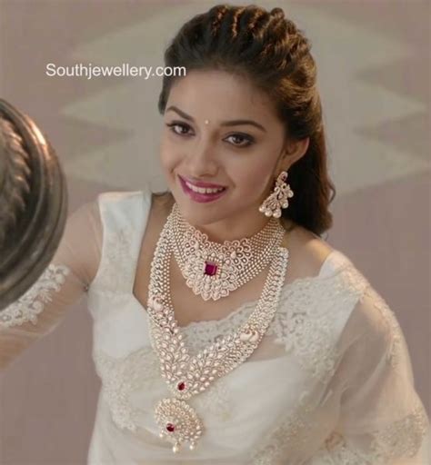 Keerthy Suresh in diamond jewellery - Indian Jewellery Designs