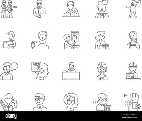 General Contractors Line Icons Signs Vector Set Outline Illustration