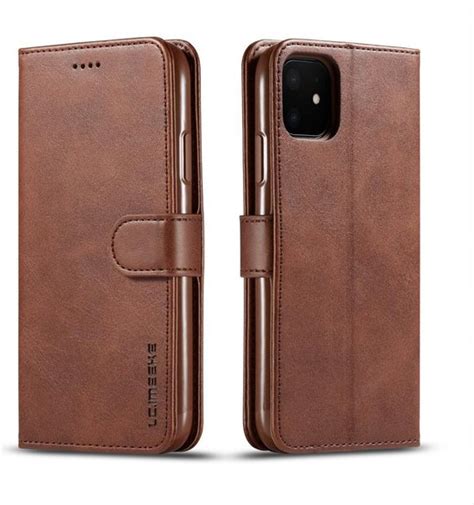 LC IMEEKE Luxe Book Case Geschikt Voor IPhone 11 Hoesje Donkerbruin