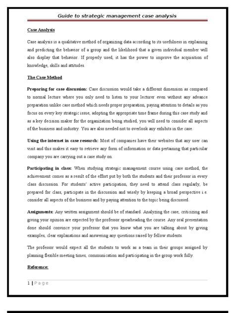 Guide To Strategic Management Case Analysis | PDF | Career & Growth ...